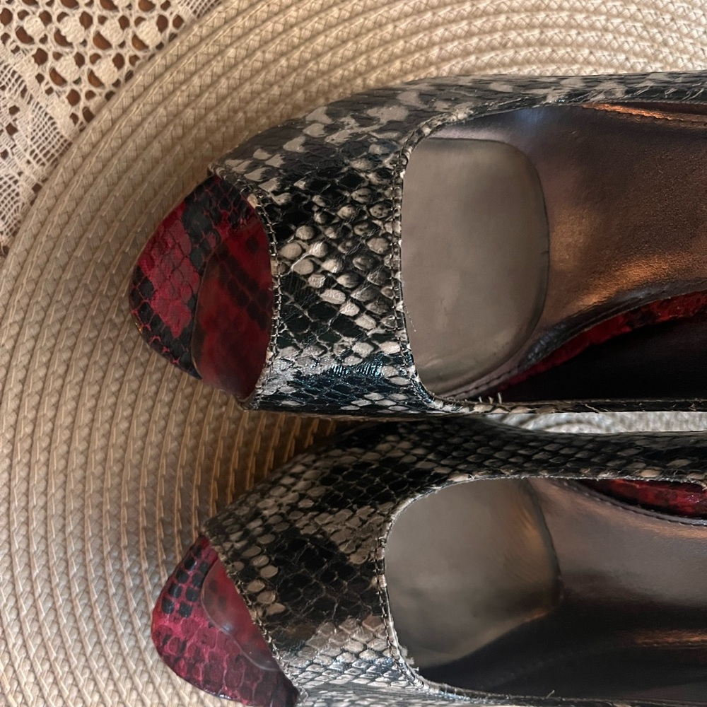 Rampage Black and Red Snakeskin Heels